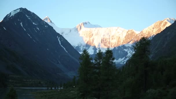 Dawn Altai Mountains First Rays Sun Fall Top Mountain — Stock Video