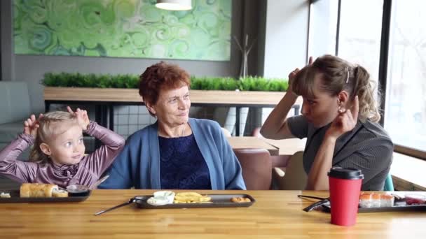 Moeder Vertelt Een Sprookje Aan Haar Kleindochter Een Jonge Vrouw — Stockvideo