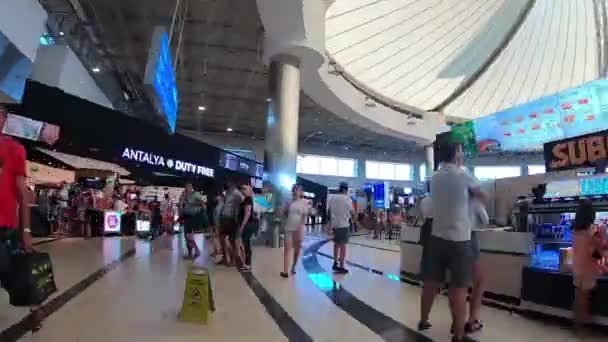 Manavgat Turquia Julho 2019 Aeroporto Antalya Passageiros Editoriais Edifício Aeroporto — Vídeo de Stock