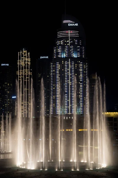 Dubai Förenade Arabemiraten 2020 Fontänen Burj Khalifa Redaktionell Ljusshow Musikalisk — Stockfoto