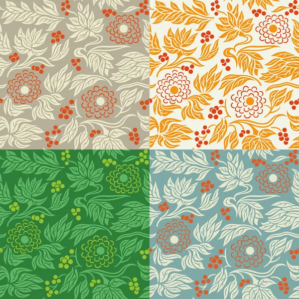 Fondo Patrón Floral Inconsútil Variaciones Color Vector Ilustración — Archivo Imágenes Vectoriales