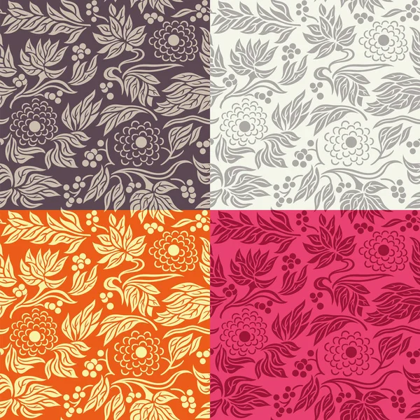 Απρόσκοπτη Floral Μοτίβο Φόντου Παραλλαγές Χρώματος Εικονογράφηση Διάνυσμα — Διανυσματικό Αρχείο