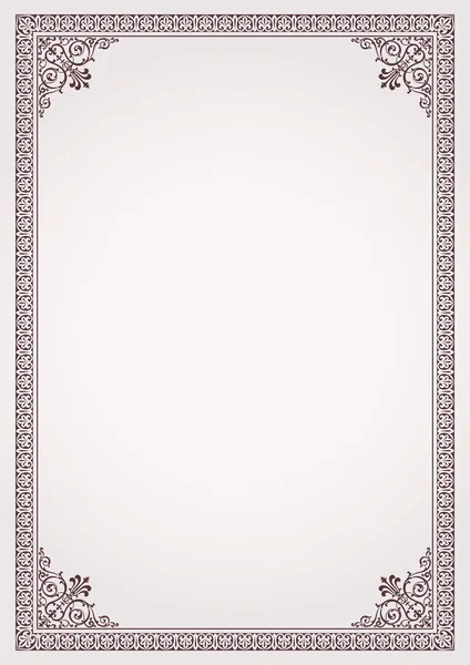 Decorative Border Frame Background Certificate Template Classic Proportion — Stock Vector