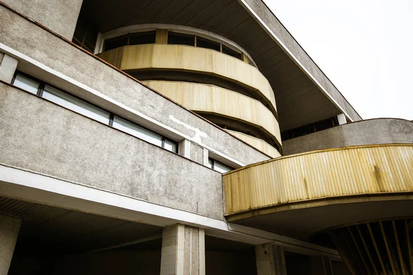 Fragmento Del Edificio Estilo Brutalista Era Del Modernismo Soviético San —  Fotos de Stock