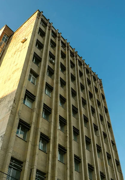 Fragmento Fachada Del Edificio Estilo Brutalista Era Del Modernismo Soviético —  Fotos de Stock