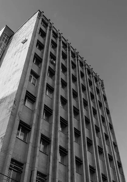 Fragmento Fachada Del Edificio Estilo Brutalista Era Del Modernismo Soviético —  Fotos de Stock