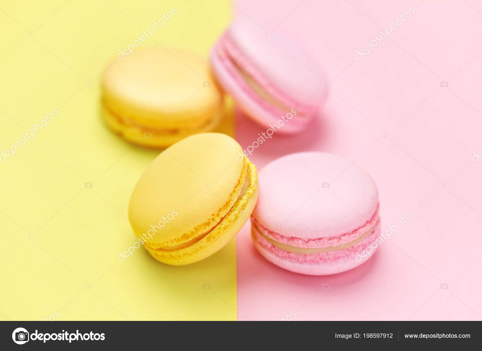 Macarons Colorful Dessert Pink Yellow Background High Resolution ...