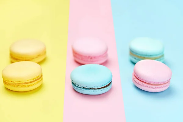 Macaron Sweets Pastel Background Sobremesa Francesa Macaroons Closeup Alta Resolução — Fotografia de Stock