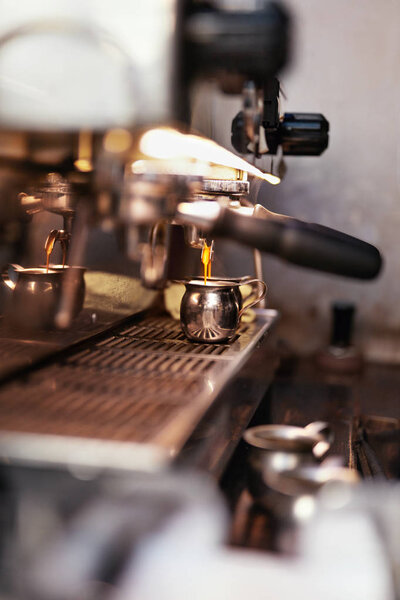 Coffee Machine Making Coffee Closeup