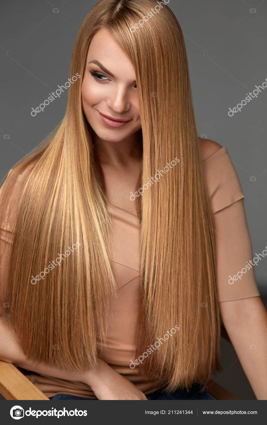 Hair Beauty Beautiful Woman With Healthy Long Straight Hair