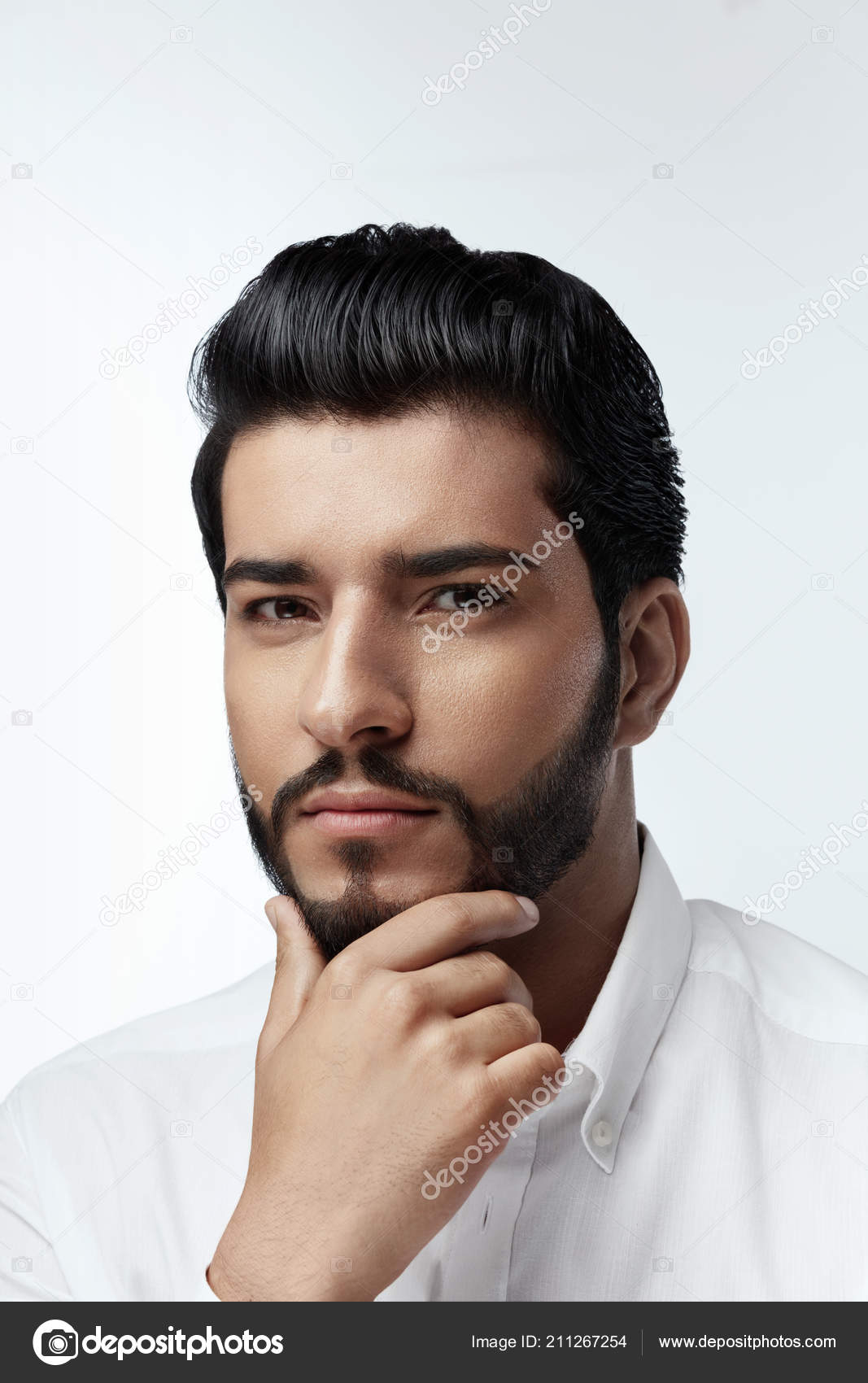 Beauty. Man With Hair Style And Beard Portrait. Handsome Male Stock Photo  by ©puhhha 211267254