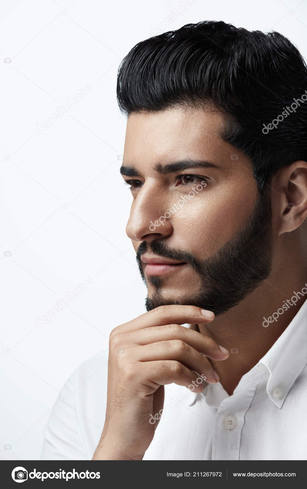 Beauty. Man With Hair Style And Beard Portrait. Handsome Male Stock Photo  by ©puhhha 211267972