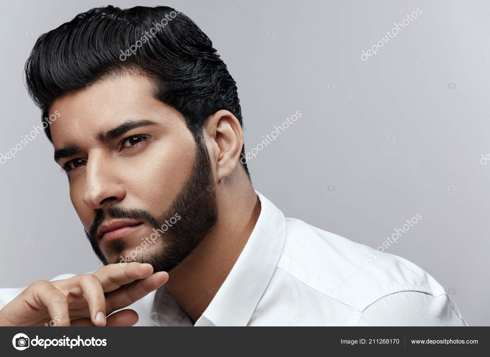 Beauty. Man With Hair Style And Beard Portrait. Handsome Male Stock Photo  by ©puhhha 211268170