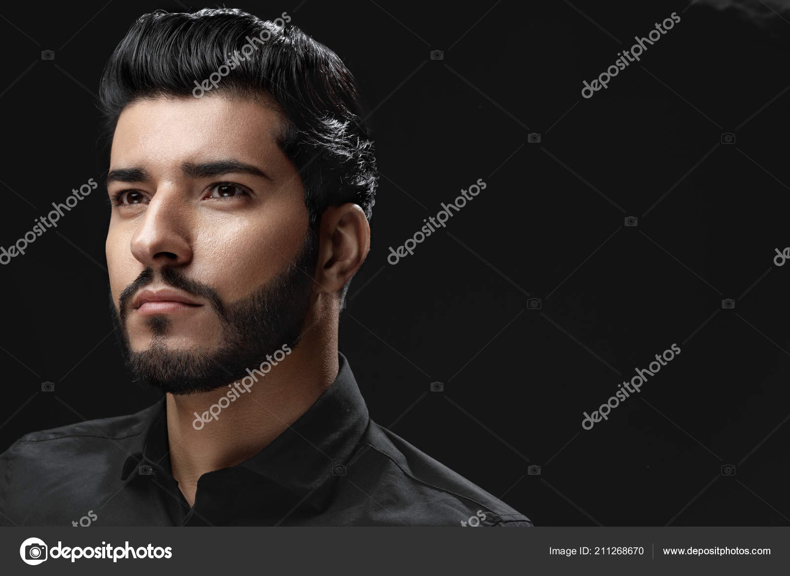Man With Hair Style, Beard And Beauty Face Fashion Portrait Stock Photo by  ©puhhha 211268670