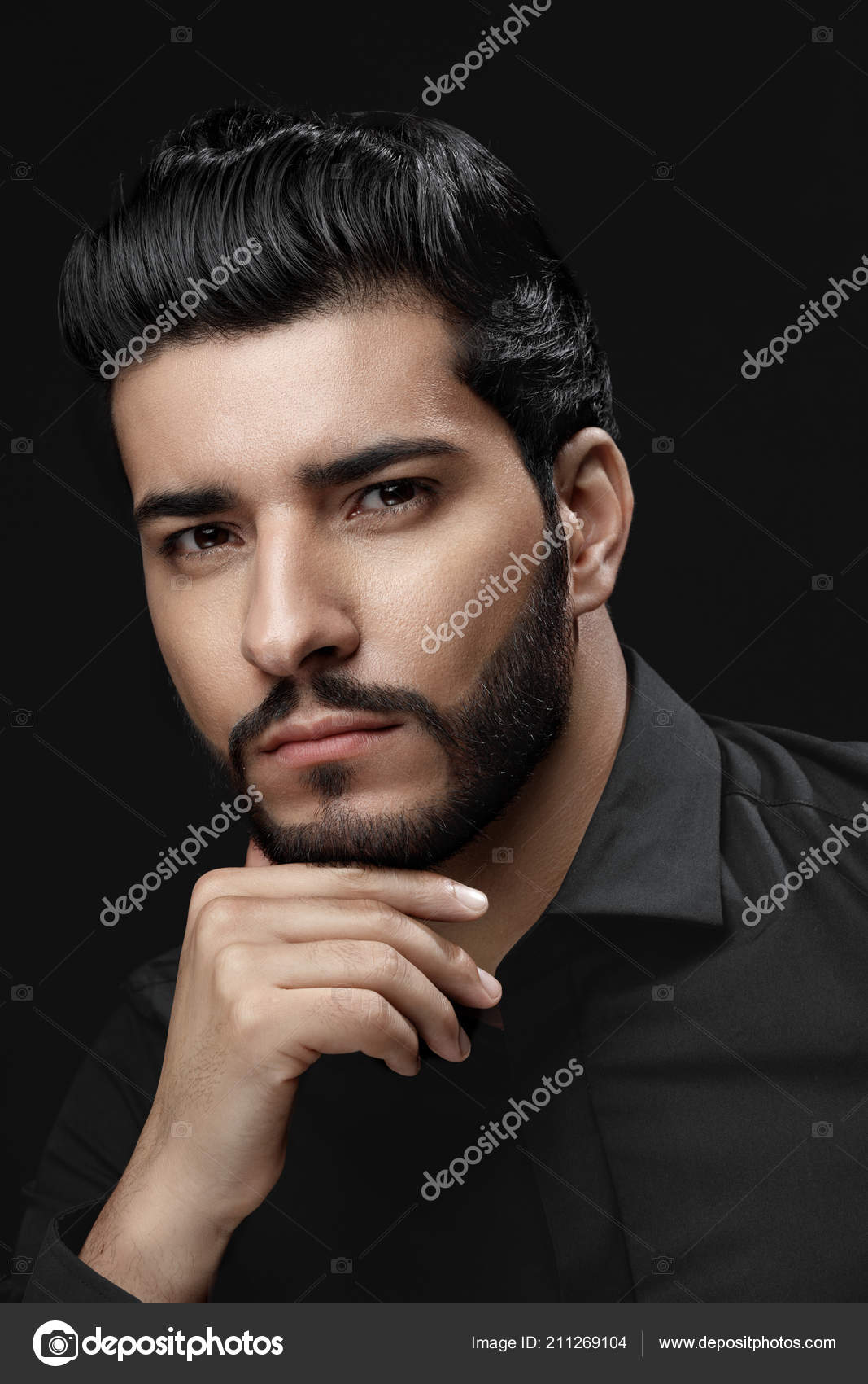 Men Haircut. Man With Hair Style, Beard And Beauty Face Portrait Stock  Photo by ©puhhha 211269104