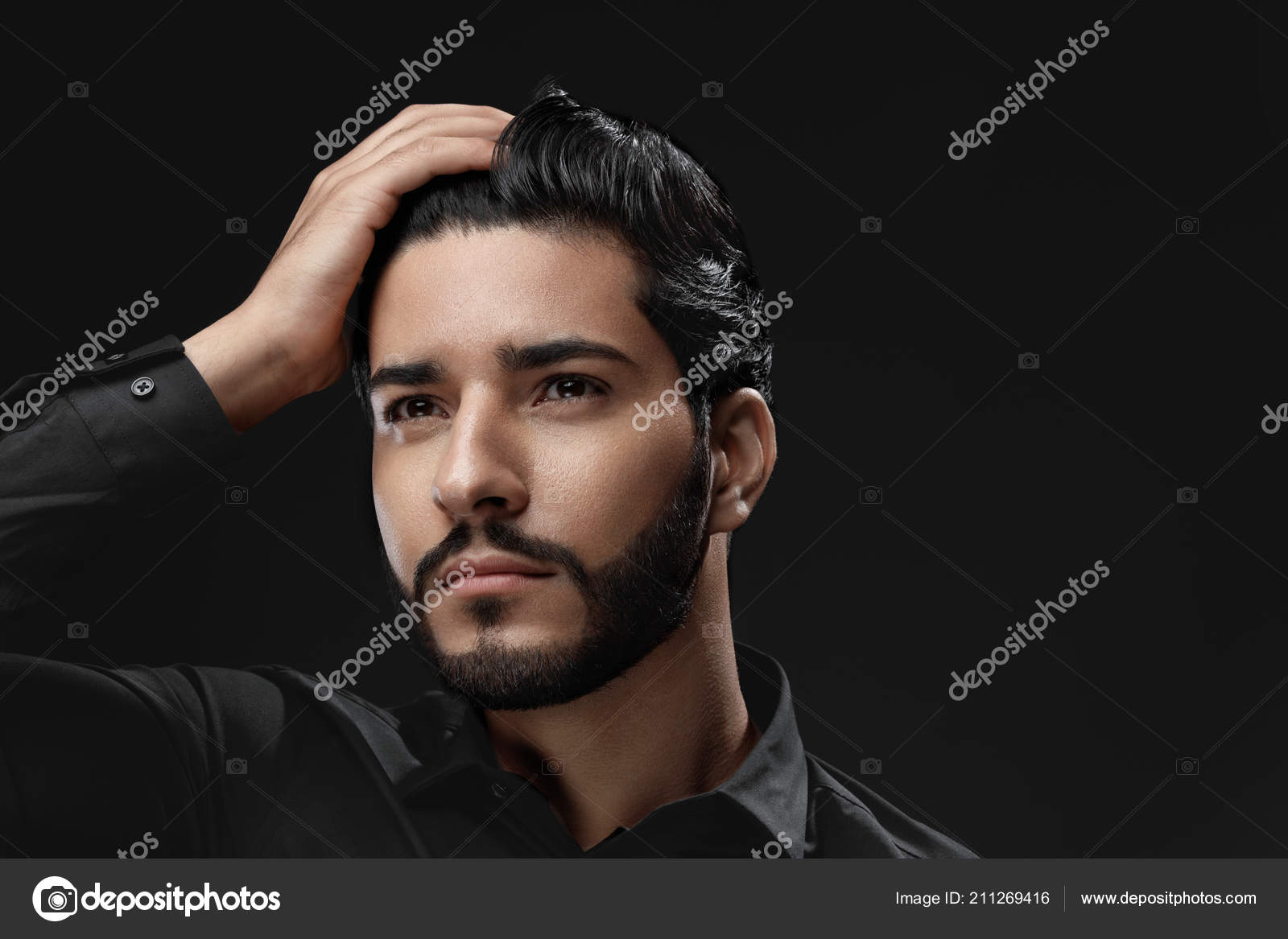 Men Hair Care Man Beard Beauty Face Touching Healthy Black Stock Photo by ©puhhha 211269416 Men Hair Care Man Beard Beauty Face Touching Healthy Black Stock Photo by ©puhhha 211269416