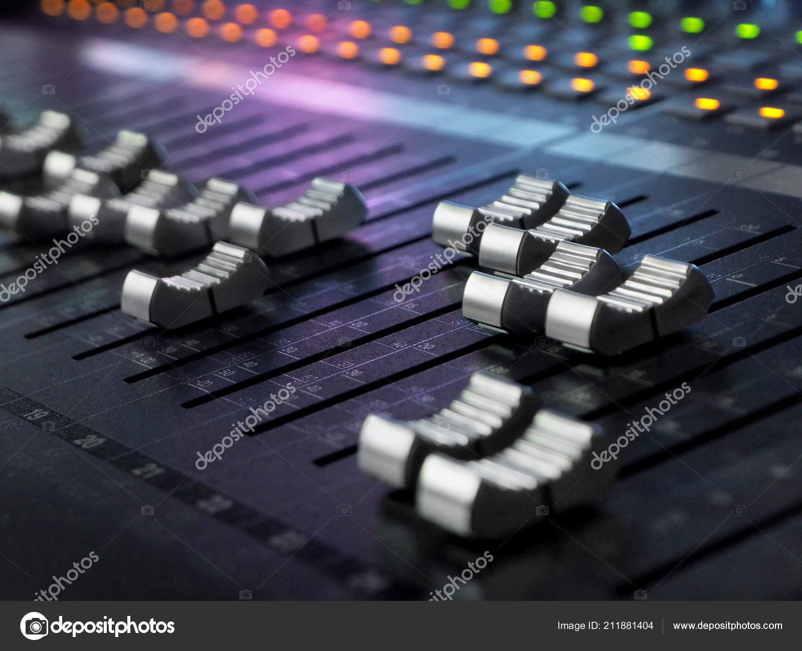 Sound Recording Studio Mixing Desk Closeup Mixer Control Panel