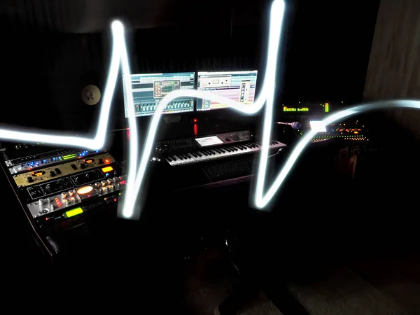Geluid opname Studio met muziek opname-apparatuur — Stockfoto