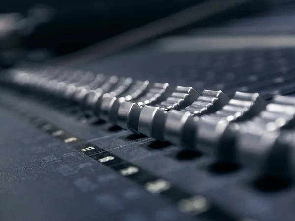 Music Mixer Control Panel In Recording Studio Closeup — Stock Photo, Image