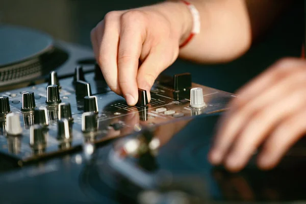 DJ Mixing Music Track On Festival — Stock Photo, Image