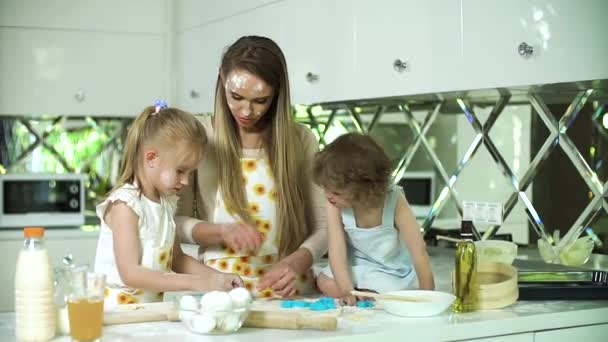 현대의 키친에서 함께 식사하는 행복 한 가족 — 비디오