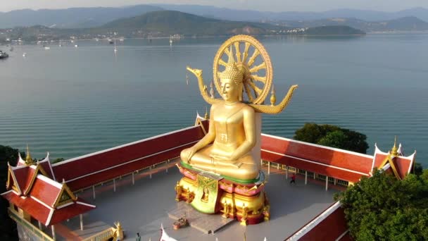 Храм Будди. Повітряний вид на велику статую Будди в Таїланді. — стокове відео
