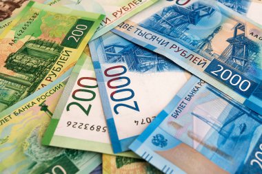 Kaotik sırada yalan Rus yeni kağıt para birimi