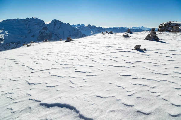 Plochý Vrchol Rozvláčné Sníh Alpy Dolomity Itálie — Stock fotografie