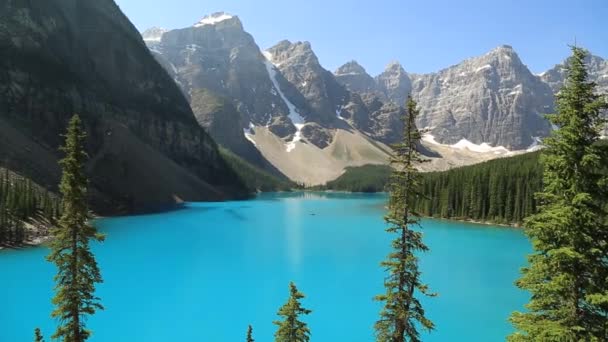 Moränensee Mit Türkisfarbenem Wasser Alberta Canada — Stockvideo