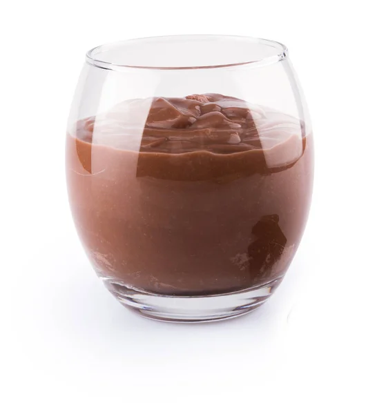 Mousse Chocolate Vidro Isolado Sobre Fundo Branco — Fotografia de Stock