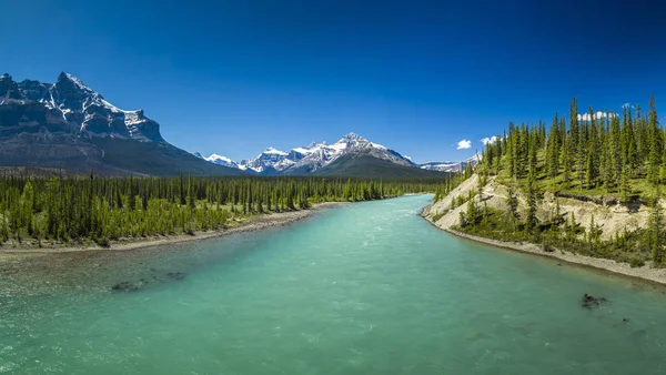 Panoramic View Moraine Lake Alberta Turquoise Water Canada — Stock Photo, Image