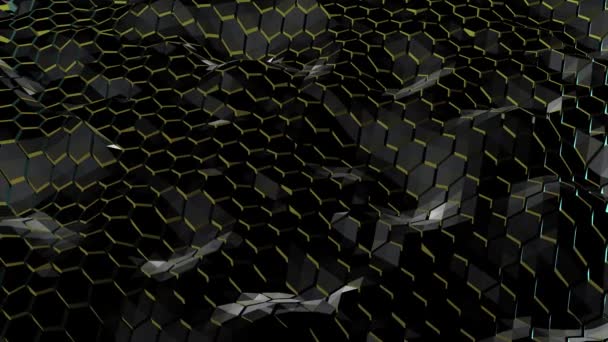 Abstract Hexagons Background Random Motion Metallic Color Animation — Stock Video