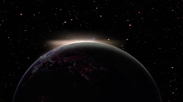 Rotierende Erdkugel Weltraum Bei Tag Und Nacht — Stockvideo