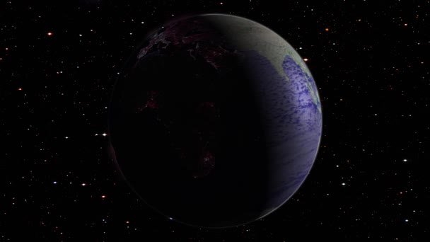Вращающийся Земной Шар Пространстве Дневное Ночное Время — стоковое видео