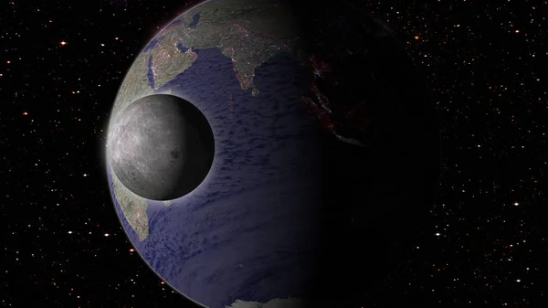 月面と背景の星と宇宙銀河の地球 — ストック写真