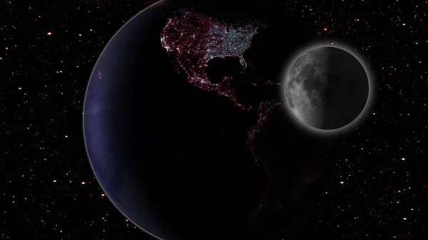 Луна Земля Космической Галактике Звездами Заднем Плане — стоковое фото