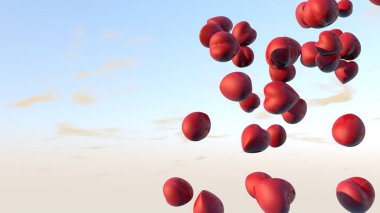 14 Şubat Sevgililer günü hakkında akla tebrik için gerçekçi 3d renkli kırmızı romantik Sevgililer günü kalpleri arka plan. 3d illüstrasyon kırmızı kalpler kayan. 