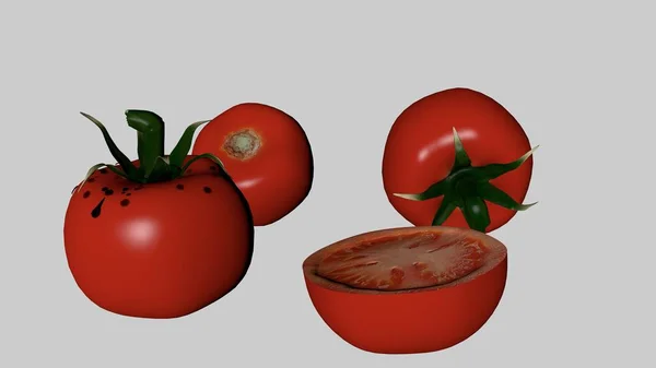 Tomates Vermelhos Frescos Fatias Tomate Isoladas Fundo Branco Fundo Para — Fotografia de Stock