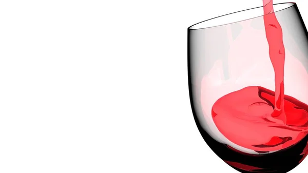 View Red Wine Poured White Transparent Wine Glass Rendered Illustration — Stock Photo, Image