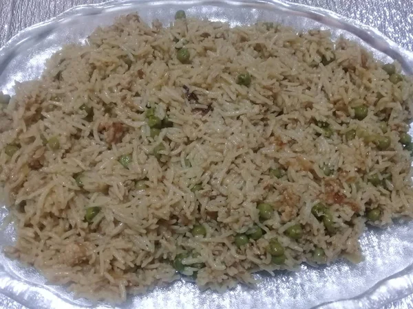 Basmati Rice Pulao Vagy Pulav Chana Val Vagy Növényi Rizs — Stock Fotó