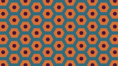 Aynı renk ve farklı çevresindeki halkaları renkli altıgen illüstrasyon soyut. Soyut altıgen arka plan. 