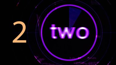 Rakam olarak ve İngilizce metinde yazılı numara. Tipografi siyah arka plan üzerinde gösterimi.