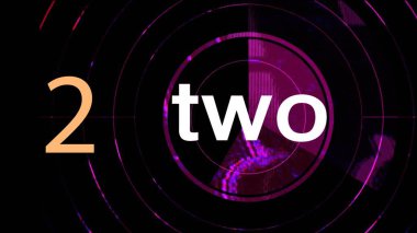 Rakam olarak ve İngilizce metinde yazılı numara. Tipografi siyah arka plan üzerinde gösterimi.