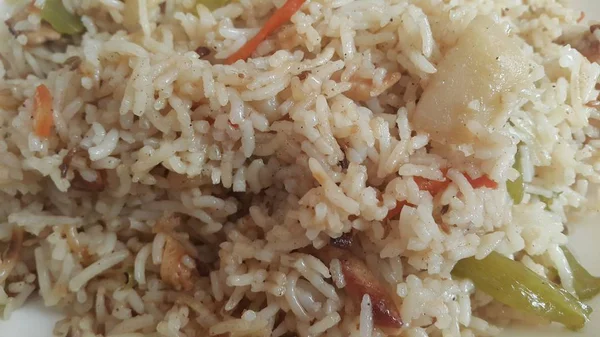 Basmati Rice Pulao or pulav with chana, or vegetable rice using chana — Stock Photo, Image