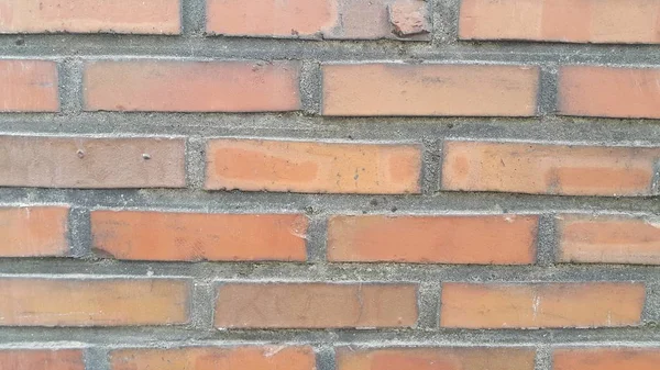 A background of a weathered old exterior brick wall in the sunshine. — Stock Photo, Image