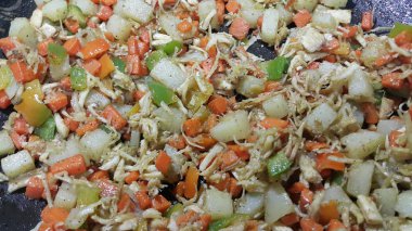 arka plan kullanımı için karışık sebze makro görünümünü yakın 