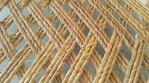 Dried jute thread or ropes interwoven for making traditional bed called charpai — Stock Photo, Image