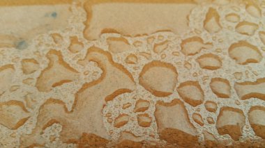 Ahşap zeminde su damlaları.