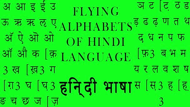 Flying Letters Alphabets Hindi Language Green Background Flying Letters Concept — Stock Video