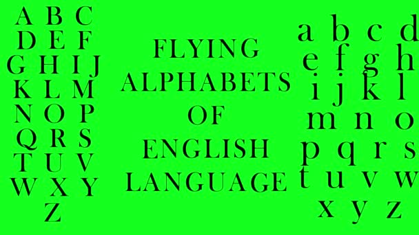 Letras Voadoras Alfabetos Língua Inglesa Sobre Fundo Verde Voando Conceito — Vídeo de Stock